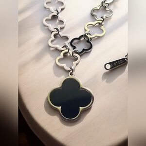 Elegant Stainless Steel Black Clover Necklace